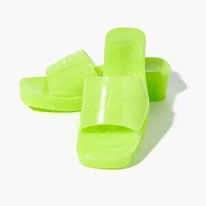 Barbie Neon Green Rubber Mules with Platform Sole Sz 7
